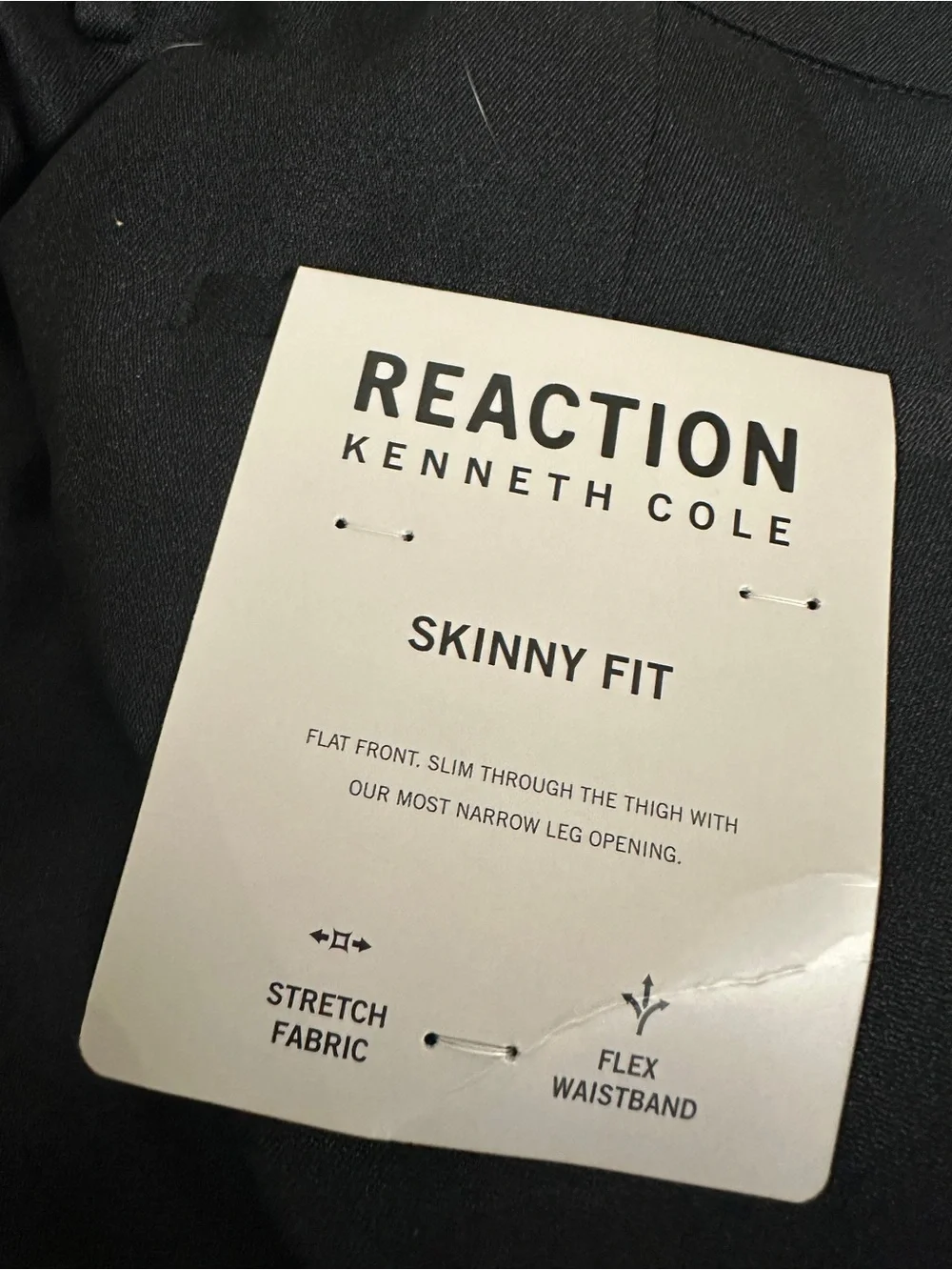 NWT Kenneth Cole Men’s Black Skinny Fit Dress Pants 34x32 Flex Waist